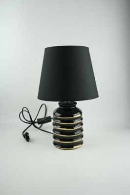 LAMPA LAMPKA NOCNA STOŁOWA PRĄŻKOWANA CZARNO-ZŁOTA