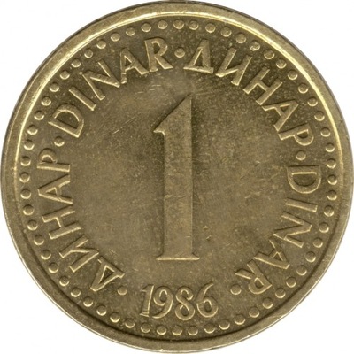 Jugosławia 1 dinar 1986 mennicza menniczy