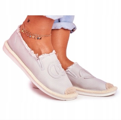 SZARE TRAMPKI ESPADRYLE CHANELKI 38