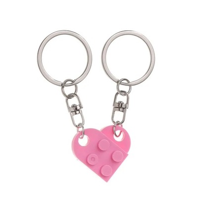 1PAIR CUTE LOVE HEART BUILDING BLOCK KEYCHAINS PARA COUPLES FRIENDSHIP  