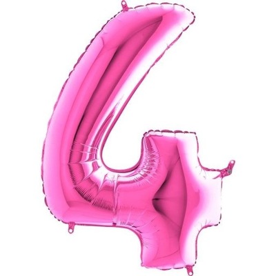 Balon Foliowy Cyfra 4 Różowa Fuksja - 102 cm Grabo