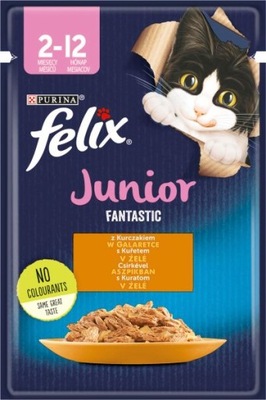 FELIX JUNIOR KARMA DLA KOCIĄT KURCZAK W GALARETCE