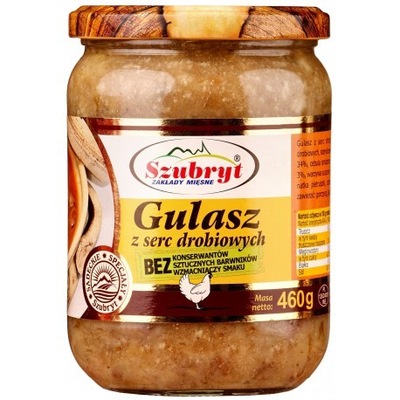 Gulasz z Serc Drobiowych SZUBRYT Danie Słoik 460 g