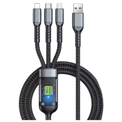 Kabel 3w1 USB - USB typ C / microUSB / Lightning
