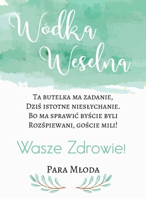 ETYKIETY DWUSTRONNE NA WÓDKĘ Miętowa Jagoda 50szt.