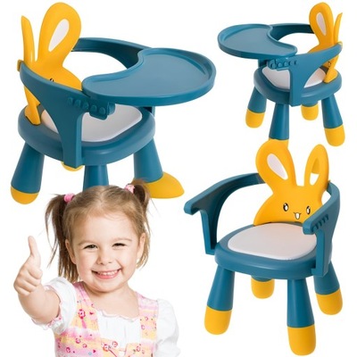 KRZESEŁKO DO KARMIENIA I ZABAWY fotelik stolik dla dzieci żółto-niebieski
