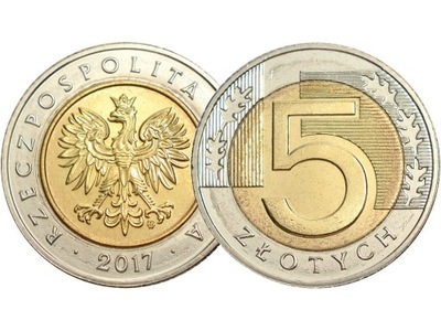 5 złotych 2017 r. stan menniczy z woreczka