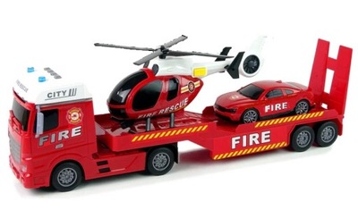 Zestaw Straż Pożarna Czerwona Laweta Helikopter Autko
