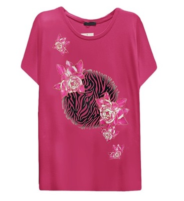 bluzka t-shirt z aplikacja ALLI 48/50/52 3xl 4xl róż
