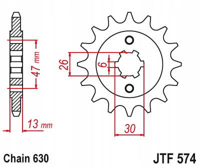 JT ЗУБЧАТКА ПЕРЕДНЯЯ 574 16 YAMAHA XV 1000 '81-82', TR1 '81-85' (57416JT) (Ł