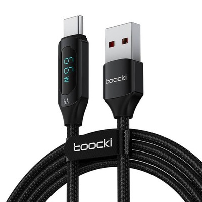 Kabel USB do USB-C Toocki, 1m, 66W (czarny)