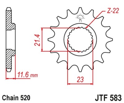 JT ЗУБЧАТКА ПЕРЕДНЯЯ 2051 13 YAMAHA TT 250 '93-04