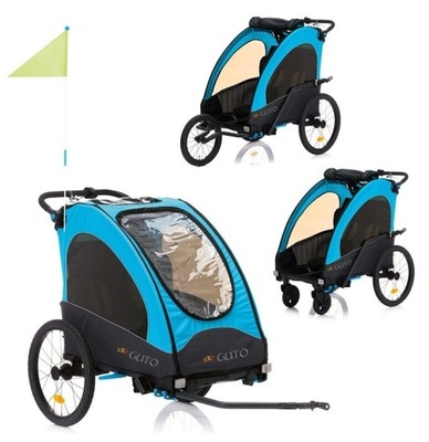 Guto Przyczepka, wózek, jogger 3w1 Aluminium Deluxe Buggy PRO Black-Blue