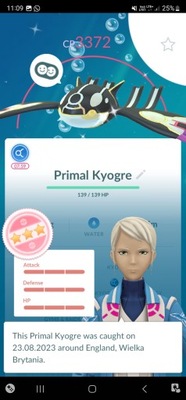 SHUNDO KYOGRE Pokemon GO konto lvl 36