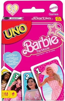 UNO BARBIE GRA KARCIANA ZESTAW 112 KART KARTY DO GRY RODZINNA IMPREZOWA