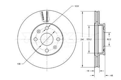 TOMEX BRAKES DISCOS DE FRENADO 2 PIEZAS HYUNDAI GETZ 02-09 -ABS WEN.  