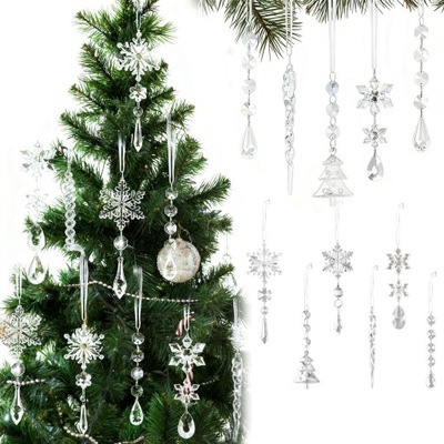 26 SZTUK KRYSZTAŁOWYCH PŁATKÓW ŚNIEGU WISZĄCE ŚWIĄTECZNE OZDOBY CHOINKOWE