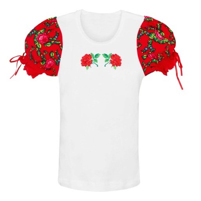 Bluzka koszulka haftowana folk kwiaty dziecięca