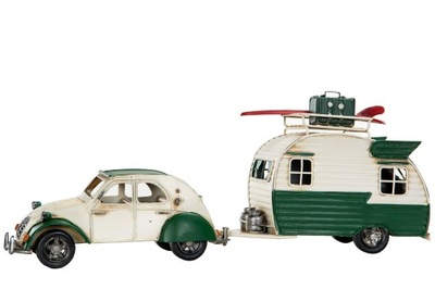 FIGURKA CITROEN 2CV z przyczepą zielono-biały 1:24