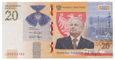 Polska, 20 złotych 2021, Lech Kaczyński, st. 1