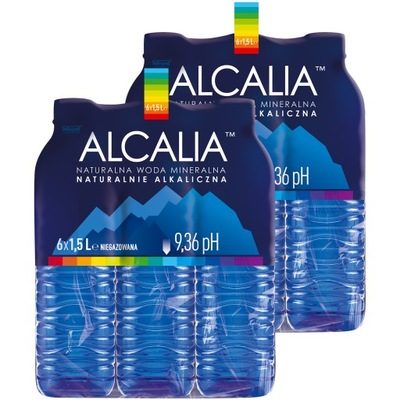 Woda Alkaliczna Alcalia wysokie pH 9,36 12 x 1,5 l