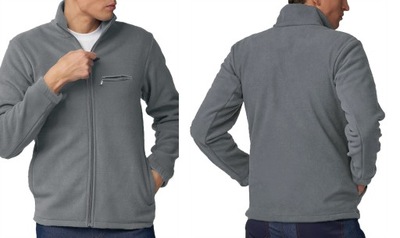 POLAR bluza męska CIEPŁA polarowa kurtka GREY 3XL