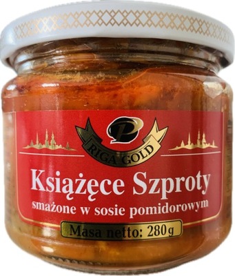 SZPROTY KSIĄŻĘCE SMAŻONE W SOSIE POMIDOROWYM 280 G RIGA GOLD