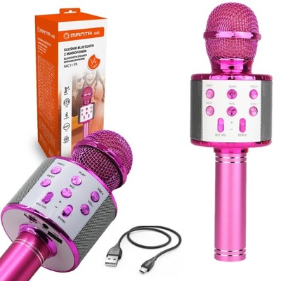 Mikrofon Karaoke Zabawka Dla Dzieci Z Głośnikiem ECHO Manta Bluetooth Róż