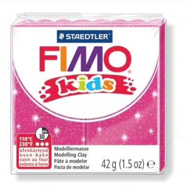 Modelina FIMO Kids, 42g, fuksja brokatowa