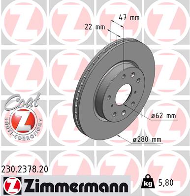 ZIMMERMANN 230.2378.20 DISKU STABDŽIŲ 