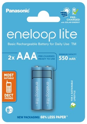 2X AKUMULATORKI PANASONIC ENELOOP LITE R03 AAA 2BL