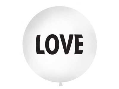 Balon Duży 1m Balony z Nadrukiem Okrągły MEGA LOVE, Ślub, Walentynki