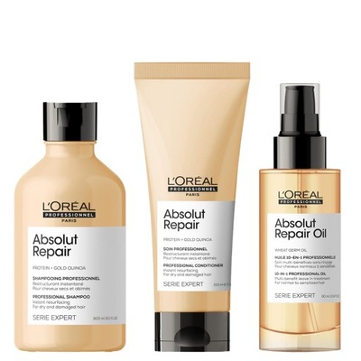 Loreal Absolut Repair zestaw olejek odżywka i szampon do włosów