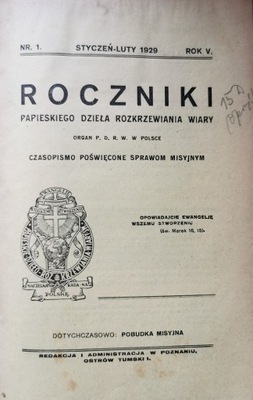 Roczniki papieskiego dzieła rozkrzewiania wiary 1929