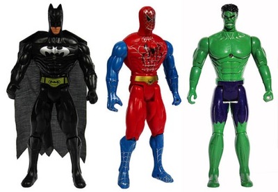 ZESTAW FIGURKA BATMAN SPIDERMAN HULK 22 CM LED