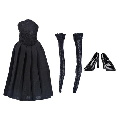 Czarna sukienka bez ramiączek w skali 1/6 Formalna spódnica dla