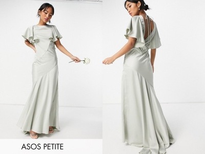 DESIGN Petite Satynowa sukienka maxi guziki M