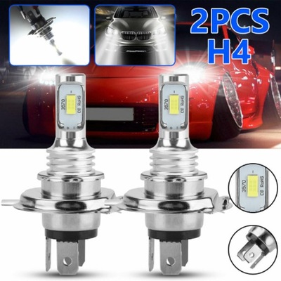 2 PIEZAS LUCES DIODO LUMINOSO LED H4 MUY POTENTE 8000LM CANBUS 6500K  