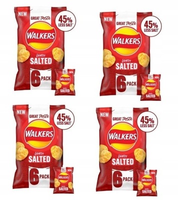 4x 150g WALKERS ( LAY'S ) Chipsy Ziemniaczane Salted UK