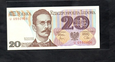 BANKNOT 20 Złotych -- 1 czerwca 1982 rok. seria U 0..., UNC