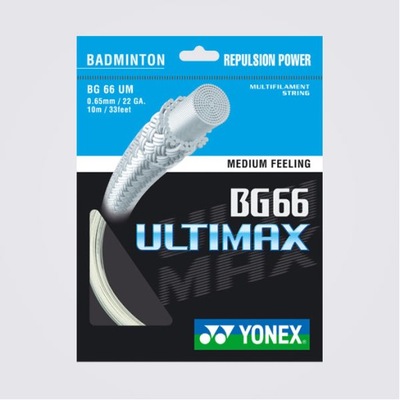 Naciąg badminton Yonex BG 66 Ultimax 0,65mm Biały