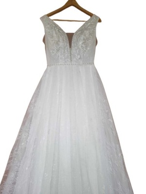 Suknia ślubna tiulowa ze zdobieniem rozmiar S