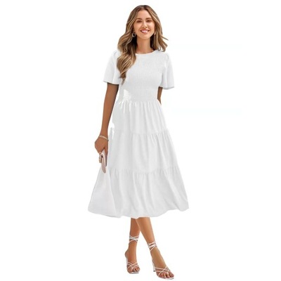 Zoštíhľujúce šaty s plnou sukňou, Biele šaty, 3XL