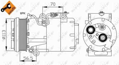 КОМПРЕСОР КОНДИЦІОНЕРА FORD C-MAX 07-, FOCUS 03-, FOCUS 05- NRF32722