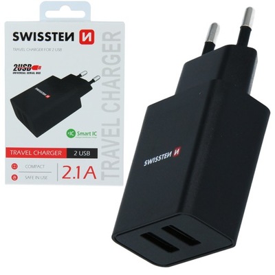 SWISSTEN ŁADOWARKA SIECIOWA 2x USB 2.1A CZARNA