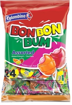 COLOMBINA BON BON BUM LIZAKI BUBBLE GUM POPS 408G