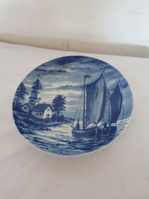 Talerz dekoracyjny kobalt GDR kolekcjonerski