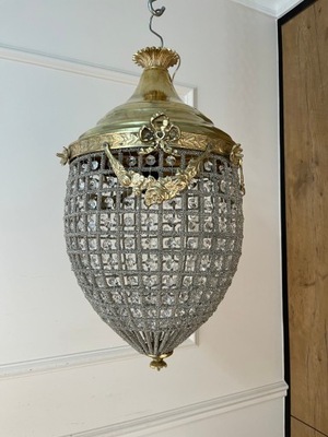 Stylowy Żyrandol Lampa Żołądź Kryształki 60 cm
