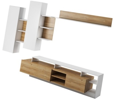 MEBLOŚCIANKA DO SALONU = 2 SZAFKI SZAFKA RTV PÓŁKA