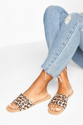 BOOHOO BEŻOWE KLAPKI ANIMAL PRINT KSH NG6__39